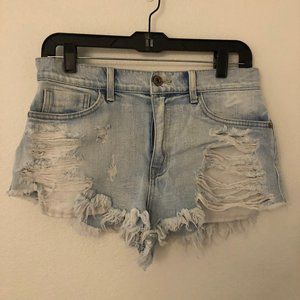 Distressed Hi Rise Jean Shorts